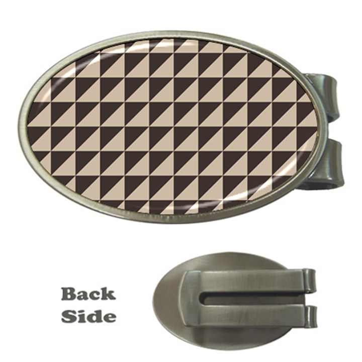 Brown Triangles Background Pattern  Money Clips (Oval) 