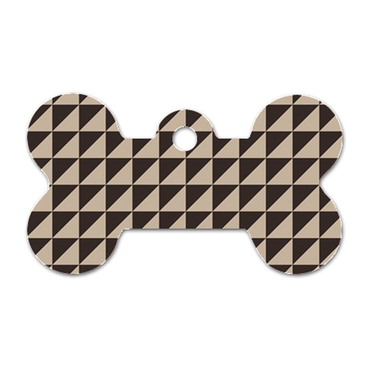 Brown Triangles Background Pattern  Dog Tag Bone (Two Sides)