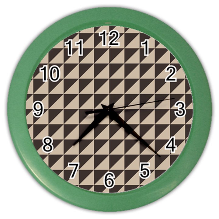 Brown Triangles Background Pattern  Color Wall Clocks