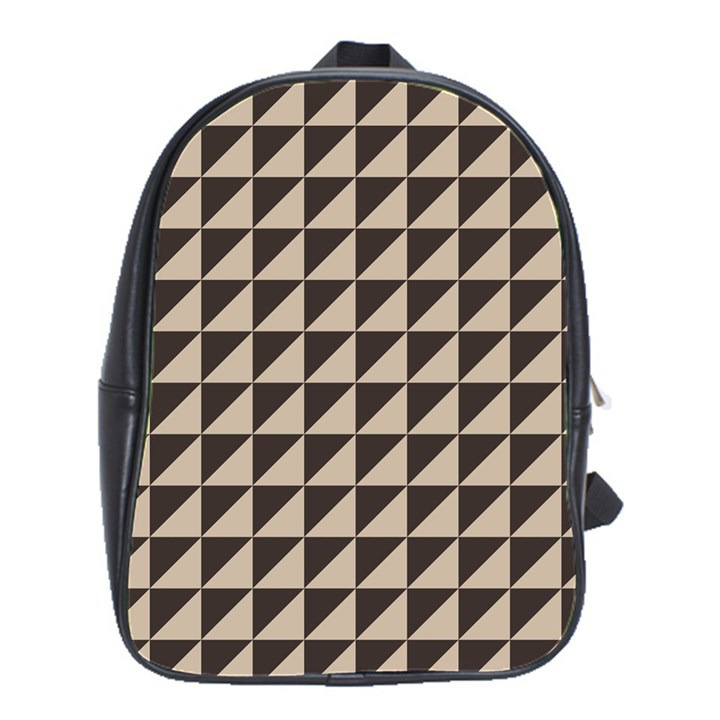 Brown Triangles Background Pattern  School Bags(Large) 