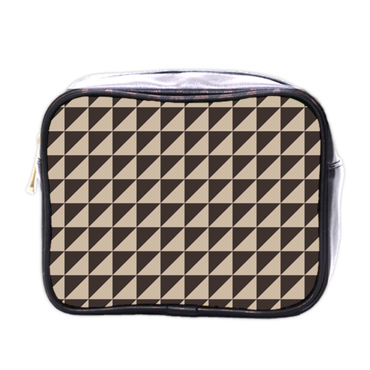 Brown Triangles Background Pattern  Mini Toiletries Bags