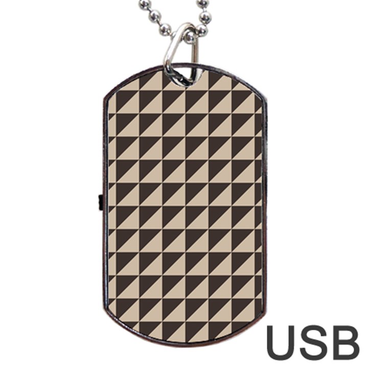 Brown Triangles Background Pattern  Dog Tag USB Flash (One Side)