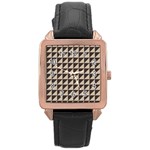 Brown Triangles Background Pattern  Rose Gold Leather Watch  Front