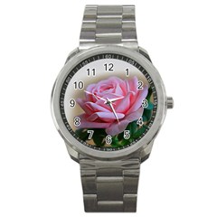 Rose Pink Flowers Pink Saturday Sport Metal Watch by Amaryn4rt