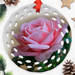 Rose Pink Flowers Pink Saturday Ornament (round Filigree)  by Amaryn4rt