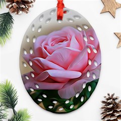 Rose Pink Flowers Pink Saturday Ornament (oval Filigree)  by Amaryn4rt