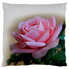 Rose Pink Flowers Pink Saturday Large Flano Cushion Case (one Side) by Amaryn4rt