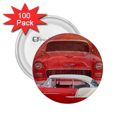 Classic Car Chevy Bel Air Dodge Red White Vintage Photography 2 25  Buttons (100 Pack)  by yoursparklingshop