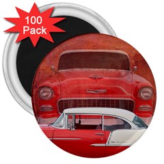 Classic Car Chevy Bel Air Dodge Red White Vintage Photography 3  Magnets (100 Pack) by yoursparklingshop