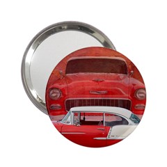 Classic Car Chevy Bel Air Dodge Red White Vintage Photography 2 25  Handbag Mirrors by yoursparklingshop