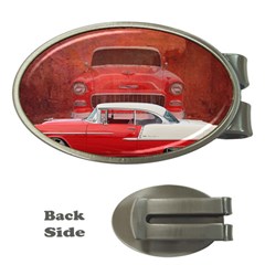 Classic Car Chevy Bel Air Dodge Red White Vintage Photography Money Clips (oval)  by yoursparklingshop