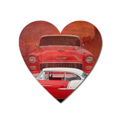 Classic Car Chevy Bel Air Dodge Red White Vintage Photography Heart Magnet by yoursparklingshop