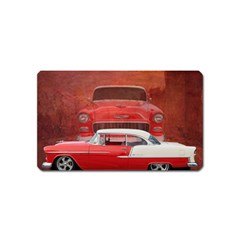 Classic Car Chevy Bel Air Dodge Red White Vintage Photography Magnet (name Card) by yoursparklingshop