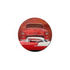 Classic Car Chevy Bel Air Dodge Red White Vintage Photography Golf Ball Marker by yoursparklingshop