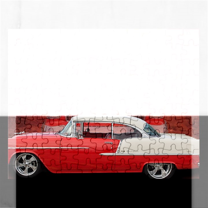 Classic Car Chevy Bel Air Dodge Red White Vintage Photography Rectangular Jigsaw Puzzl