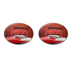 Classic Car Chevy Bel Air Dodge Red White Vintage Photography Cufflinks (oval) by yoursparklingshop