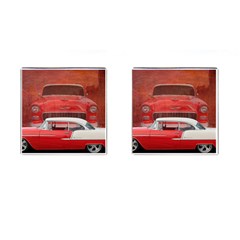 Classic Car Chevy Bel Air Dodge Red White Vintage Photography Cufflinks (square) by yoursparklingshop