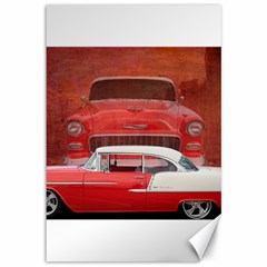 Classic Car Chevy Bel Air Dodge Red White Vintage Photography Canvas 12  X 18   by yoursparklingshop