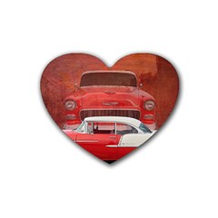 Classic Car Chevy Bel Air Dodge Red White Vintage Photography Heart Coaster (4 Pack)  by yoursparklingshop