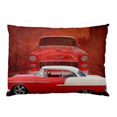 Classic Car Chevy Bel Air Dodge Red White Vintage Photography Pillow Case by yoursparklingshop