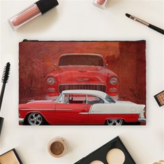 Classic Car Chevy Bel Air Dodge Red White Vintage Photography Cosmetic Bag (large)  by yoursparklingshop