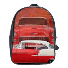 Classic Car Chevy Bel Air Dodge Red White Vintage Photography School Bags(large)  by yoursparklingshop