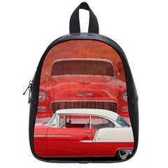 Classic Car Chevy Bel Air Dodge Red White Vintage Photography School Bags (small)  by yoursparklingshop