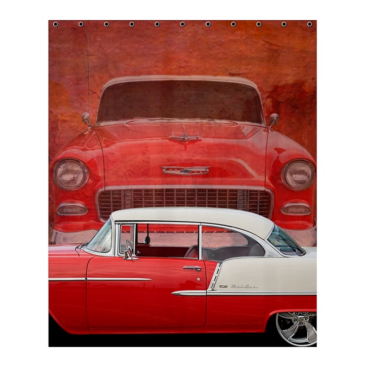 Classic Car Chevy Bel Air Dodge Red White Vintage Photography Shower Curtain 60  x 72  (Medium) 