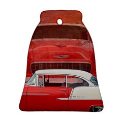 Classic Car Chevy Bel Air Dodge Red White Vintage Photography Bell Ornament (2 Sides) by yoursparklingshop