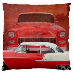 Classic Car Chevy Bel Air Dodge Red White Vintage Photography Large Cushion Case (one Side) by yoursparklingshop