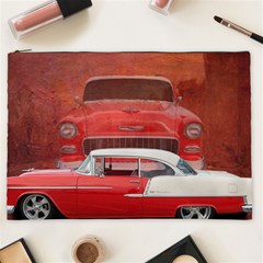 Classic Car Chevy Bel Air Dodge Red White Vintage Photography Cosmetic Bag (xxl)  by yoursparklingshop