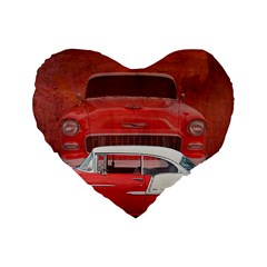 Classic Car Chevy Bel Air Dodge Red White Vintage Photography Standard 16  Premium Heart Shape Cushions by yoursparklingshop