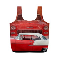 Classic Car Chevy Bel Air Dodge Red White Vintage Photography Full Print Recycle Bags (m)  by yoursparklingshop