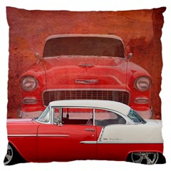 Classic Car Chevy Bel Air Dodge Red White Vintage Photography Large Flano Cushion Case (one Side) by yoursparklingshop