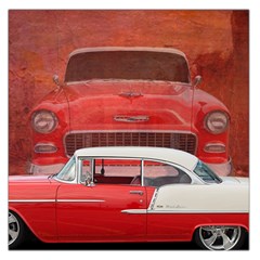 Classic Car Chevy Bel Air Dodge Red White Vintage Photography Large Satin Scarf (square) by yoursparklingshop