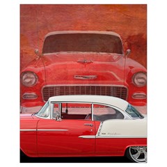 Classic Car Chevy Bel Air Dodge Red White Vintage Photography Drawstring Bag (small) by yoursparklingshop