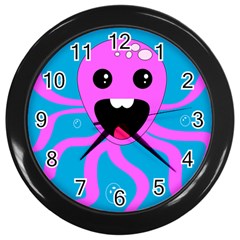 Bubble Octopus Copy Wall Clocks (Black)