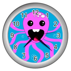 Bubble Octopus Copy Wall Clocks (Silver) 