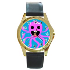 Bubble Octopus Copy Round Gold Metal Watch