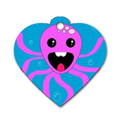 Bubble Octopus Copy Dog Tag Heart (One Side)