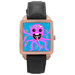 Bubble Octopus Copy Rose Gold Leather Watch 