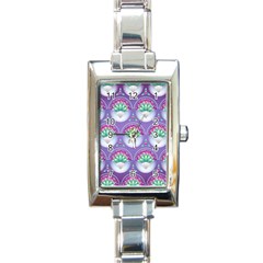 Background Floral Pattern Purple Rectangle Italian Charm Watch by Amaryn4rt