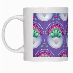 Background Floral Pattern Purple White Mugs by Amaryn4rt