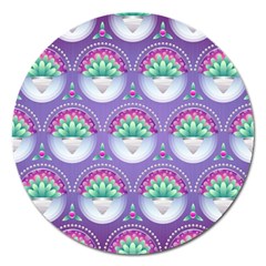 Background Floral Pattern Purple Magnet 5  (round) by Amaryn4rt