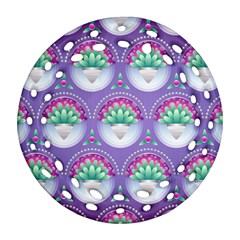 Background Floral Pattern Purple Ornament (round Filigree)  by Amaryn4rt