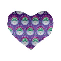 Background Floral Pattern Purple Standard 16  Premium Heart Shape Cushions by Amaryn4rt