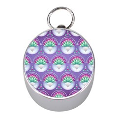 Background Floral Pattern Purple Mini Silver Compasses by Amaryn4rt