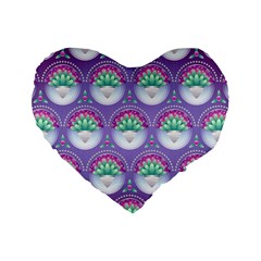 Background Floral Pattern Purple Standard 16  Premium Flano Heart Shape Cushions by Amaryn4rt