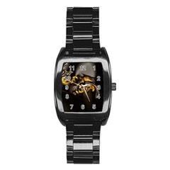 Fractal Mathematics Abstract Stainless Steel Barrel Watch