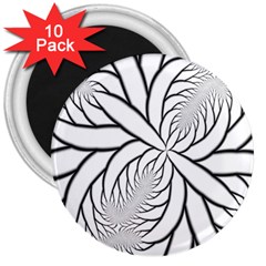 Fractal Symmetry Pattern Network 3  Magnets (10 Pack)  by Amaryn4rt